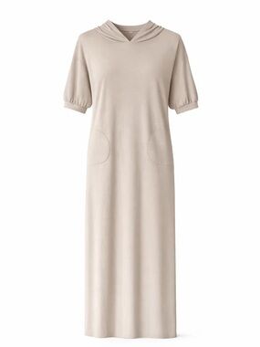 Aleeza Paris Essential Dolman Hooded Maxi Dress - Khaki Size Large NWT